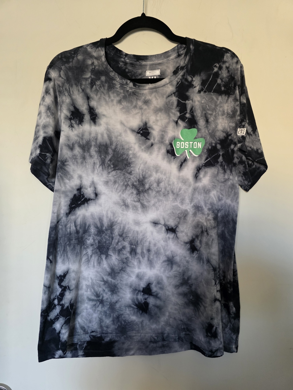 Boston Shamrock Tie-Dye Tee - Black & White